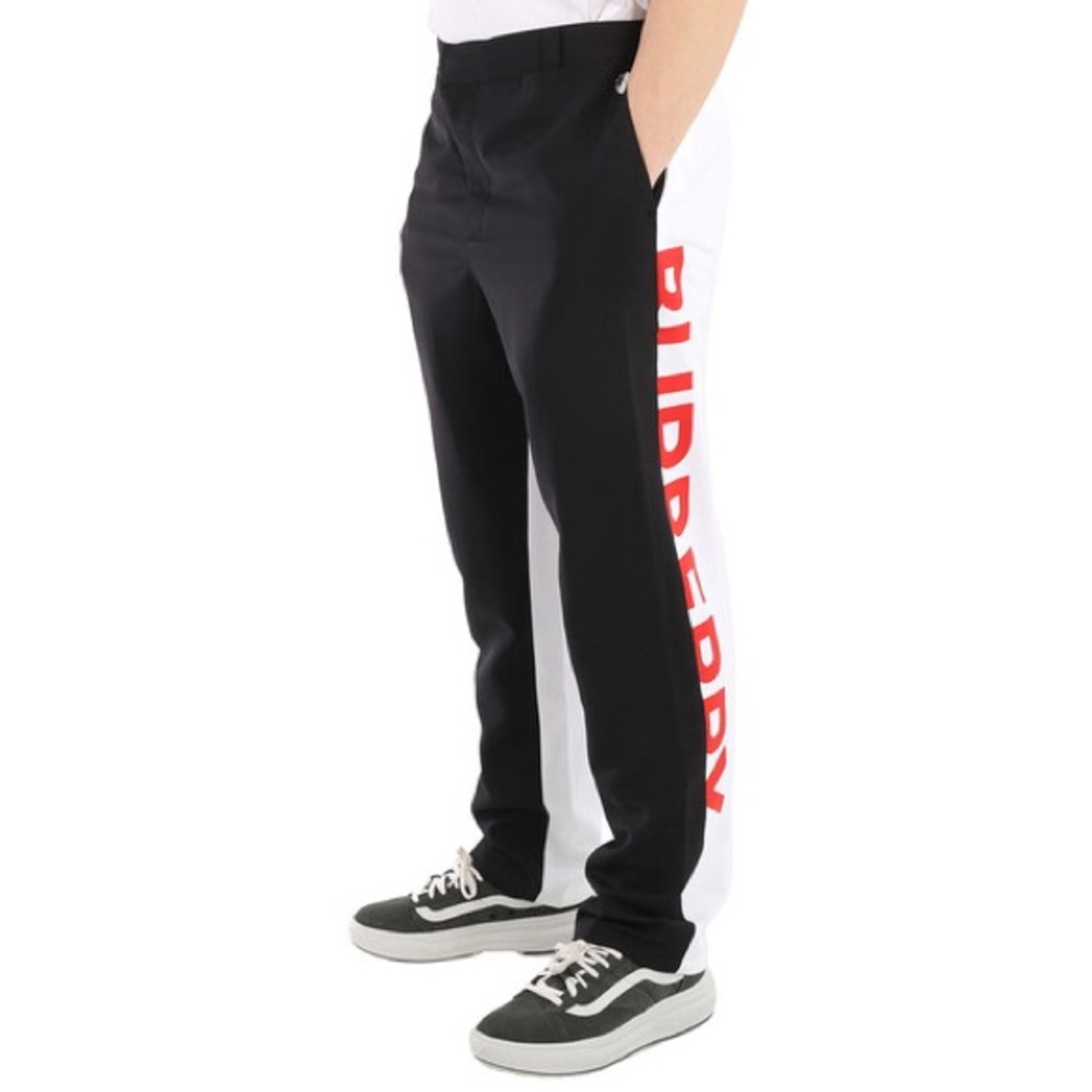 BURBERRY Men's Logo Print Two Tone Wool Mohair Pant,Size 52 (Waist Size 39")